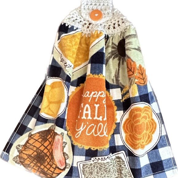 Kitchen Towel With Crochet Top/ Happy Fall Y'all - Picture 2 of 2